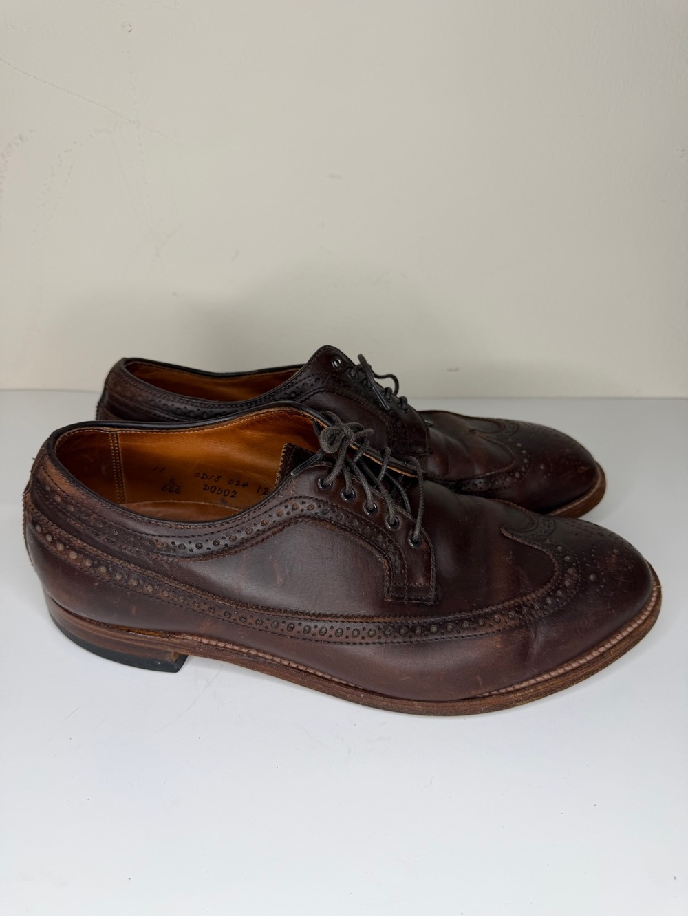 alden Oxfords Lace Up Dress Shoes Men Size 12 3E Brown Leather Wing Tip USA Made